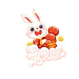 兔年兔子插画剪纸