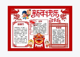 新年快乐手抄报