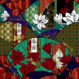 手绘花春节