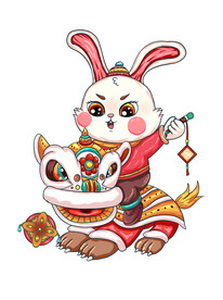 长耳兔骑舞狮