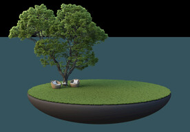 圆形景观悬浮草地PSD素材