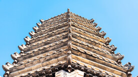 辽宁抚顺高尔山辽代古塔塔檐特写