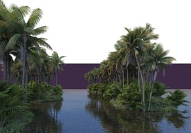 湖水椰子树分层PSD场景素材