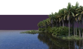 湖水椰子树分层PSD场景素材