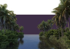 湖水椰子树分层PSD场景素材