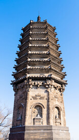 辽宁抚顺高尔山辽代古塔正面