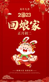 红色2023兔年大吉新年海报初
