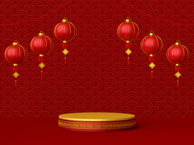 中国新年红色舞台展台素材