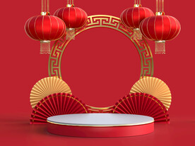 中国红春节元素展示背景素材