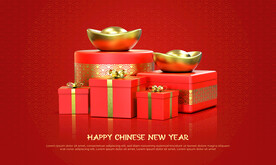 中国红春节元素展示背景素材