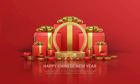 中国红春节元素展示背景素材