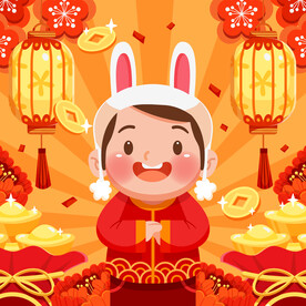 春节新年拜年矢量插画海报素材