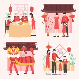 新年人物 新年场景 团圆 一家