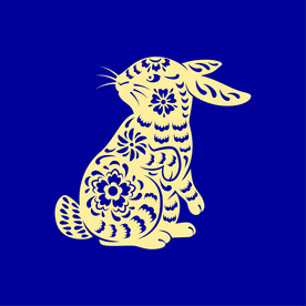 传统剪纸艺术兔子贴花矢量素材