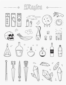 线描魔法水晶球 