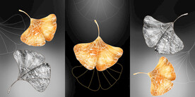 金银树叶三联挂画装饰画