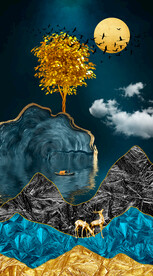 湖畔美景高清玄关装饰画