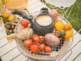 围炉煮茶 水果 奶茶 网架