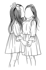 姐妹插画 