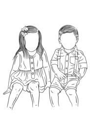 姐弟插画 