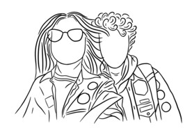 线描情侣 