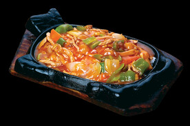 铁板滑菇肉丝饭