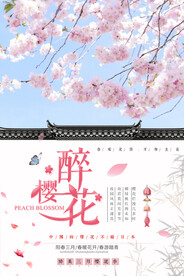 春季出游赏樱花海报