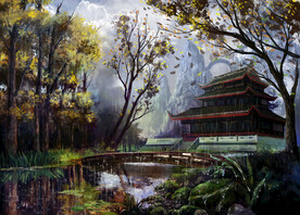 古风 传统建筑 山水风景 亭台
