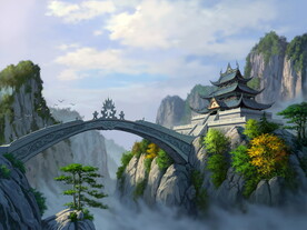 古风 传统建筑 山水风景 亭台