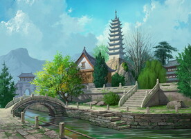 古风 传统建筑 山水风景 亭台