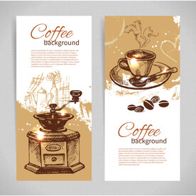 复古手绘咖啡卡片