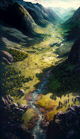 油画山谷