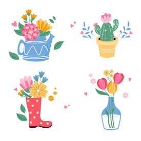 手绘鲜花花瓶
