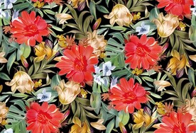 热带花 树叶 手绘花