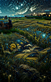 星夜麦田