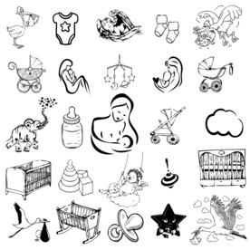 线描婴儿元素