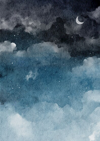 水彩月夜 