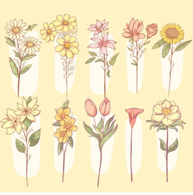 手绘花枝鲜花