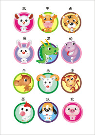 卡通动物十二生肖