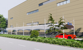 拉膜雨棚效果图