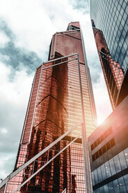 金色建筑 金色玻璃幕墙 夕阳 