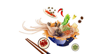 手绘螺蛳粉合层图