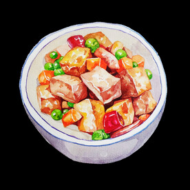  手绘红烧豆腐