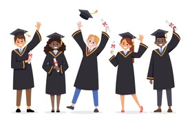 小学青春毕业季学生人物插画图片