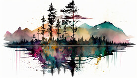 水彩山水画