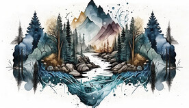 水彩山水画
