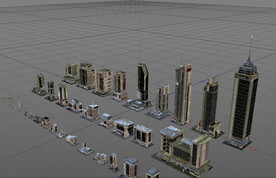C4D模型上海城市建筑