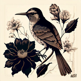 版画花鸟