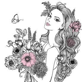 插画美女 