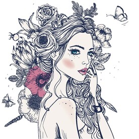 插画美女 
